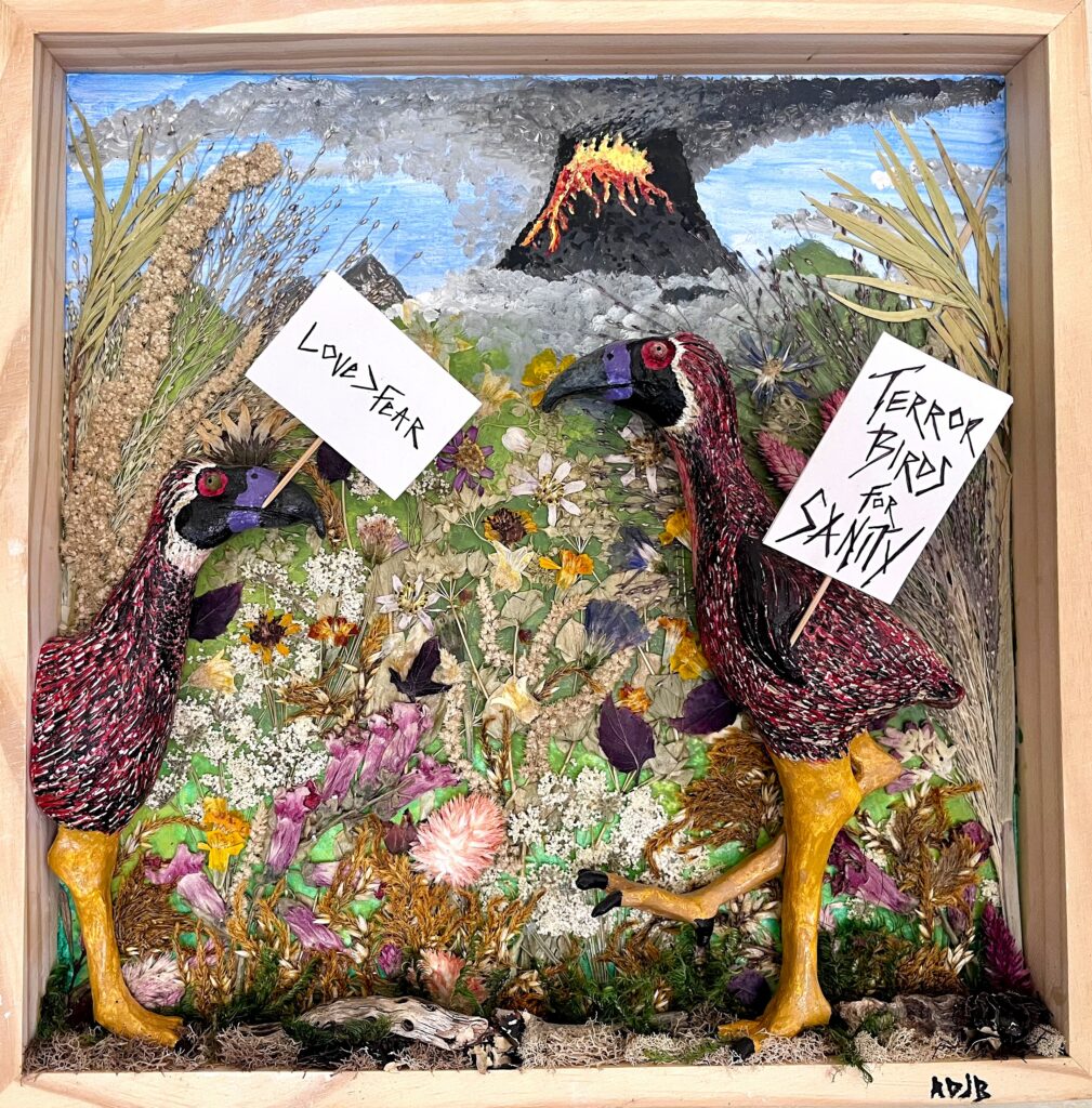 Assemblage art I created with pressed flowers from my wedding in September 2025